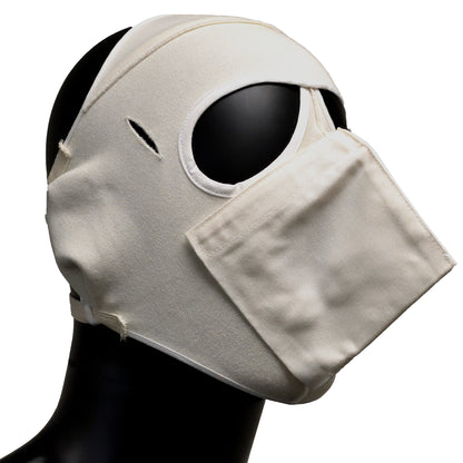 Angled view of British Army Extreme Cold Weather MK2 Face Mask showing contour design.