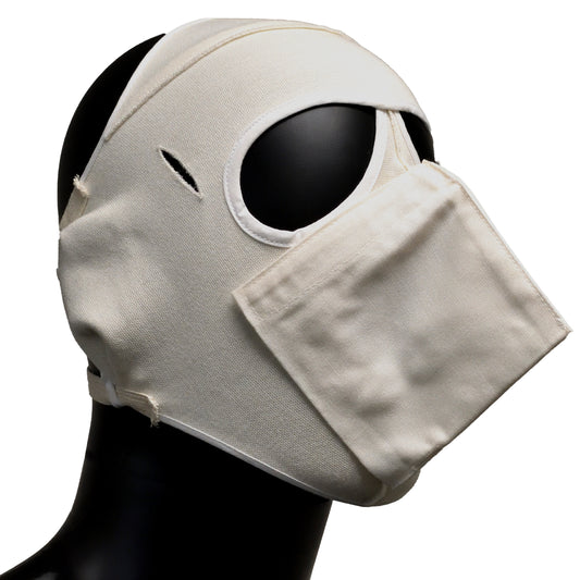 Angled view of British Army Extreme Cold Weather MK2 Face Mask showing contour design.