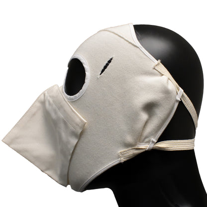 Side profile of MK2 Flame Resistant Face Mask showing ear loops and fabric texture.