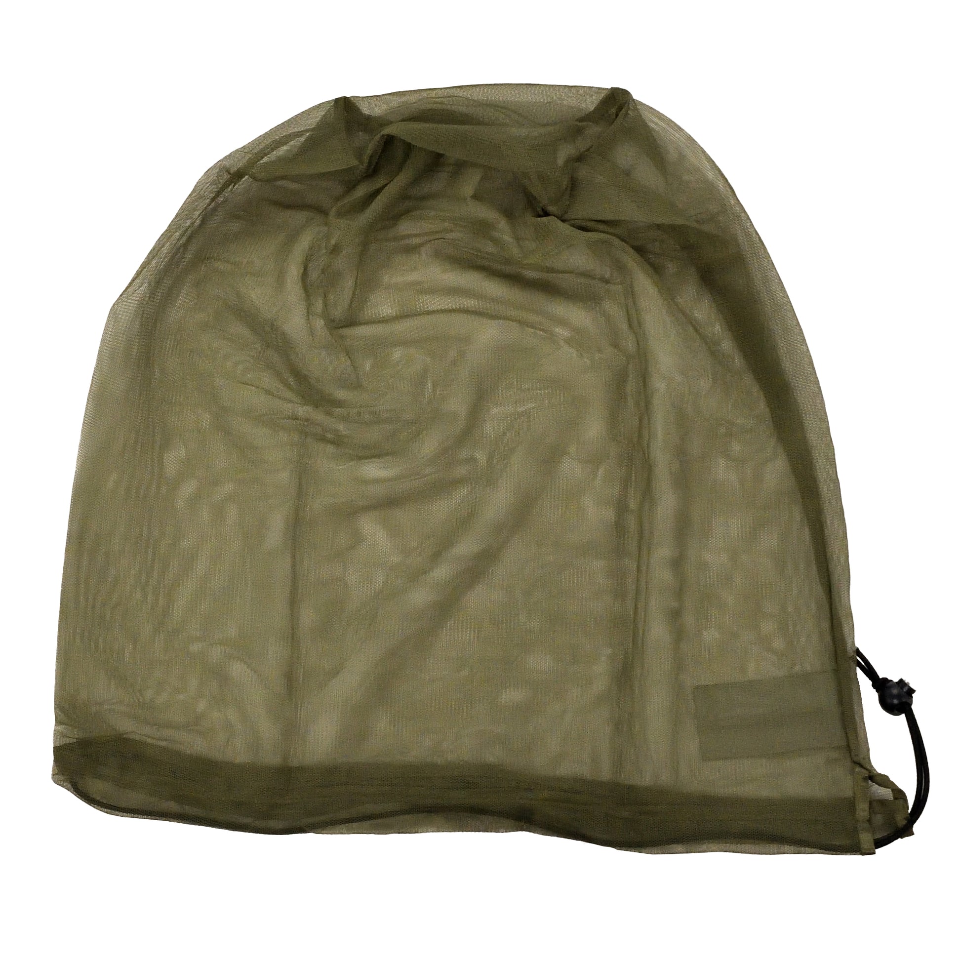 Top-down view of British Army Insect Protective Head Net Green displaying overall netting.