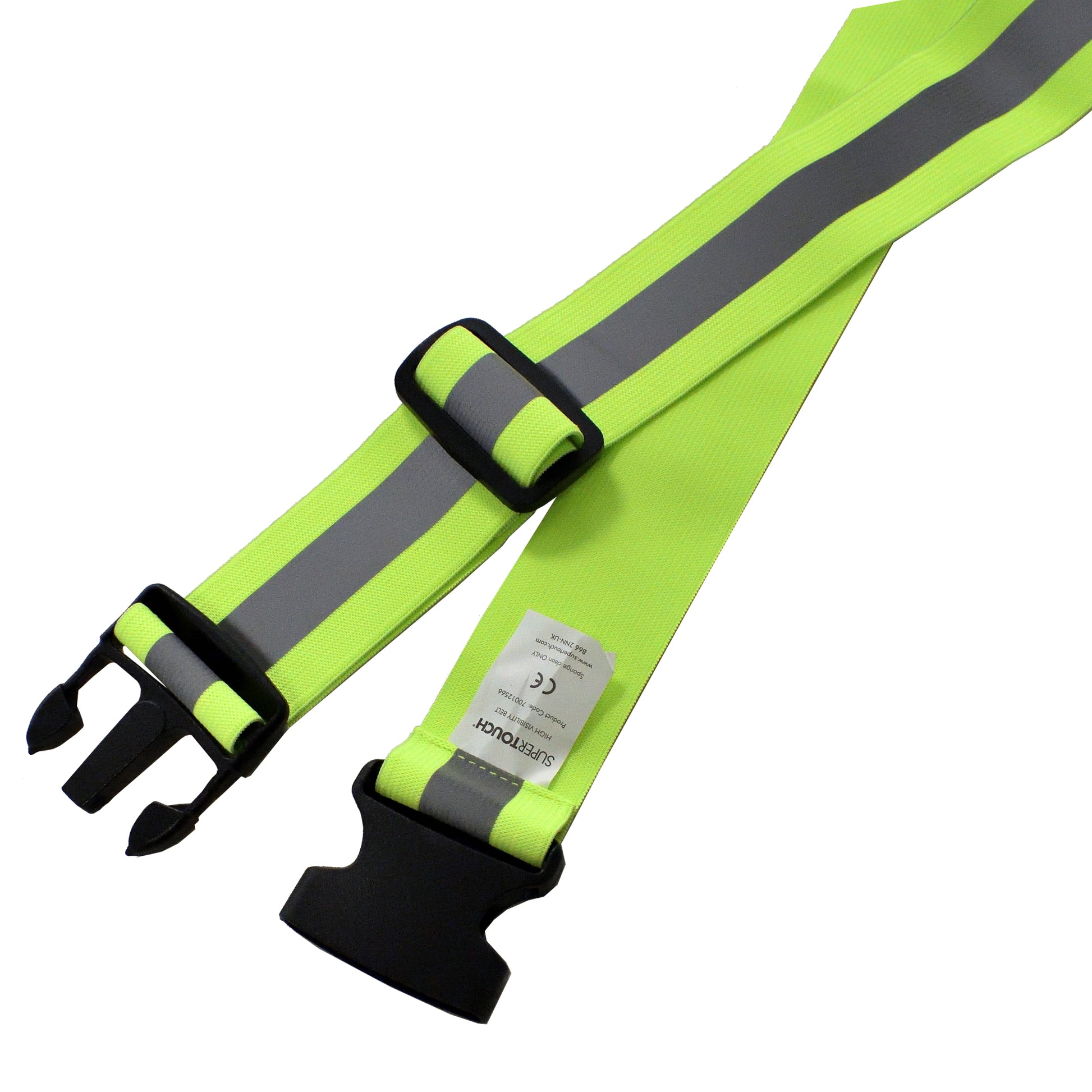 Close-up of buckle and reflective strip on British Army High Visibility Belt.