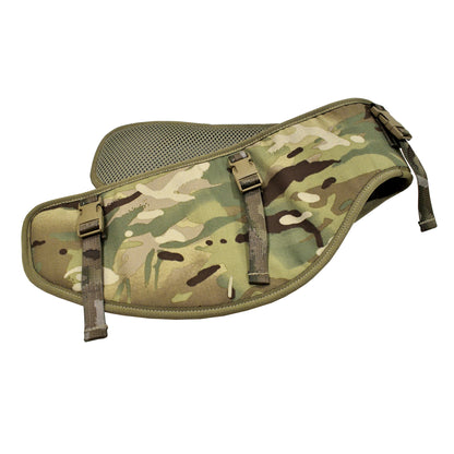 British Army Hip Protection Pad MTP IRR laid flat, showing protective padding and shape.