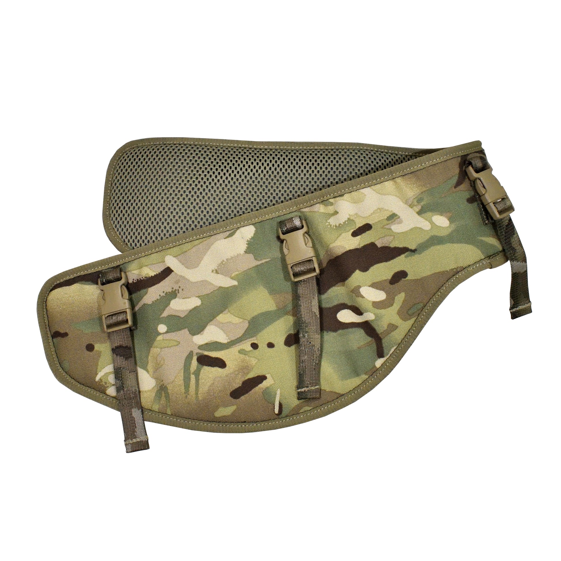 British Army Hip Protection Pad MTP IRR worn over uniform for protection.