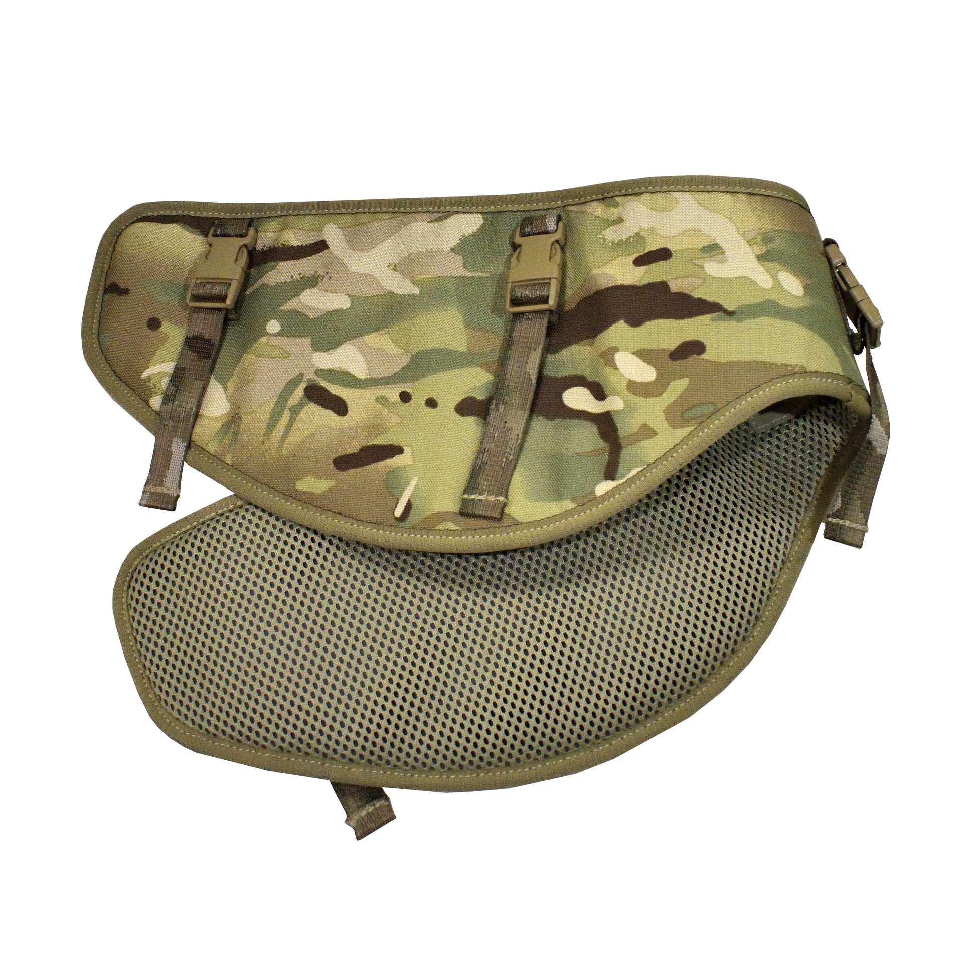 Angled view of British Army Hip Protection Pad MTP IRR with camouflage pattern detail.