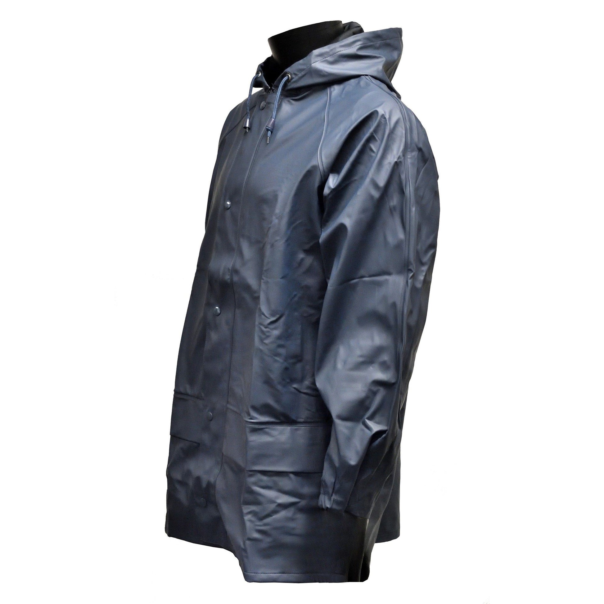 Left-angled front shot of Hydra Flex Waterproof Jacket Navy showing chest and sleeve details.