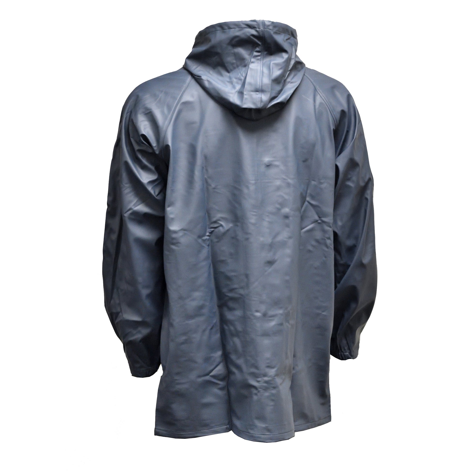 Left-angled rear view of Hydra Flex Waterproof Jacket Navy showing back panel and hood.