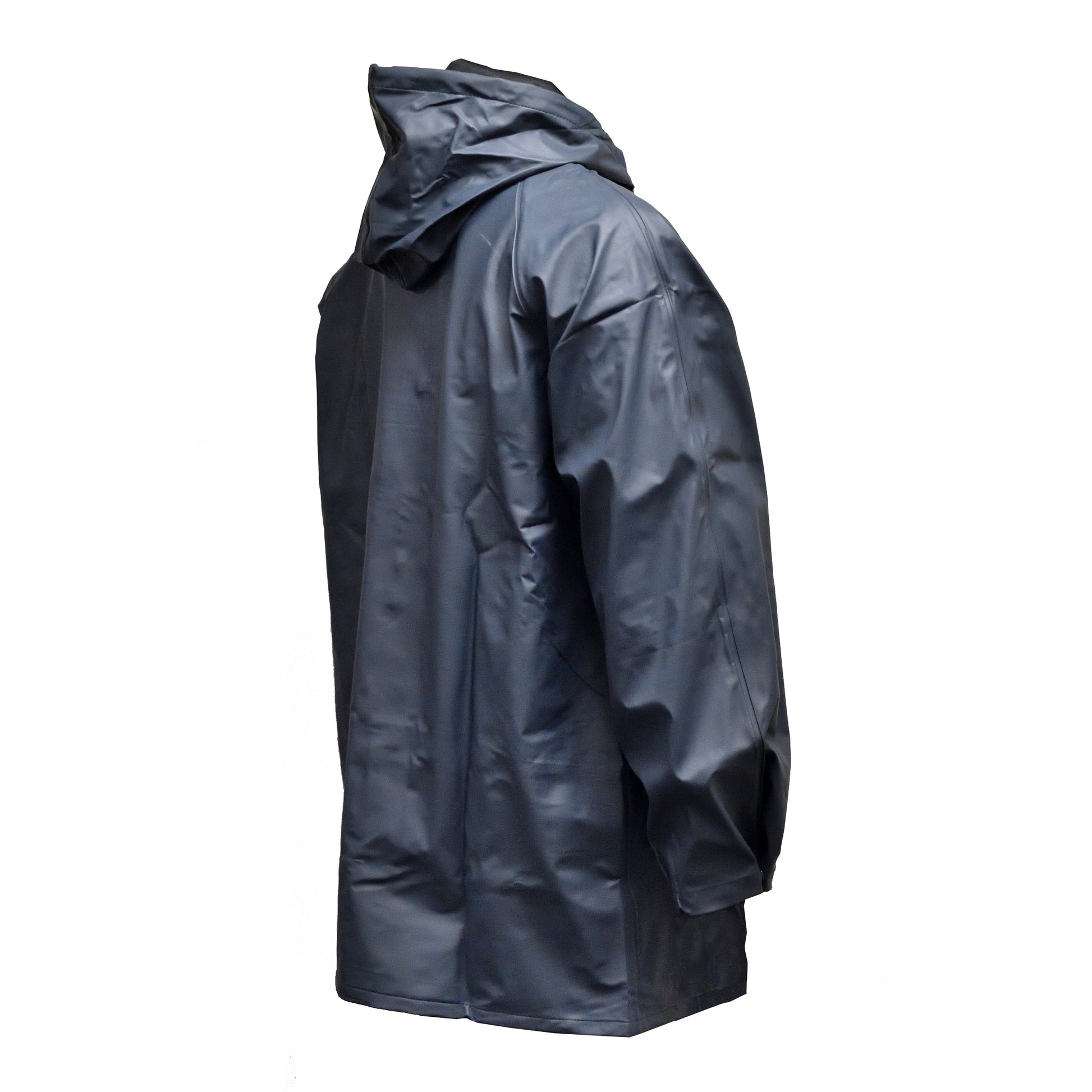 Hood detail close-up on Hydra Flex Waterproof Jacket Navy.