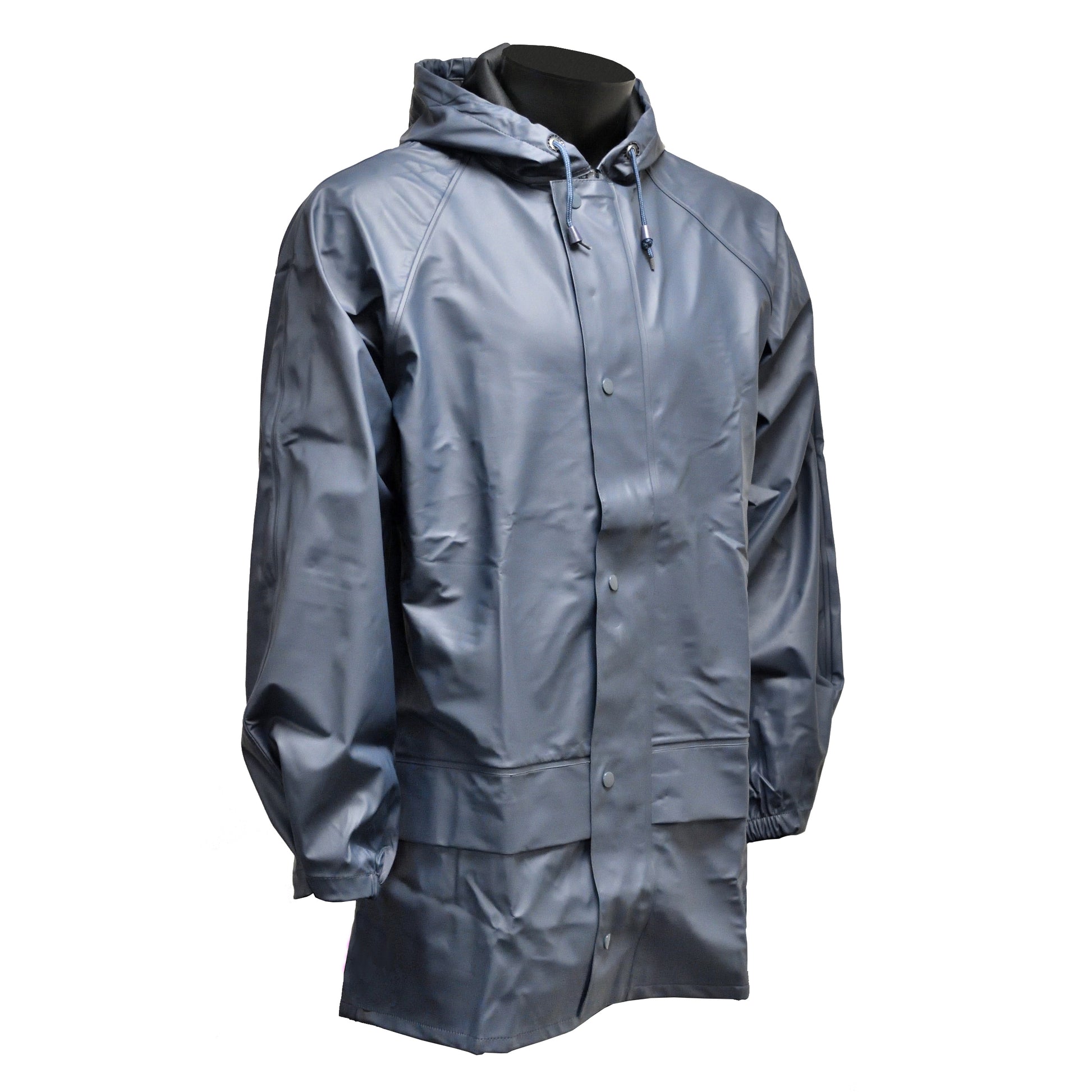 Right-angled front view of Hydra Flex Waterproof Jacket Navy with pockets visible.