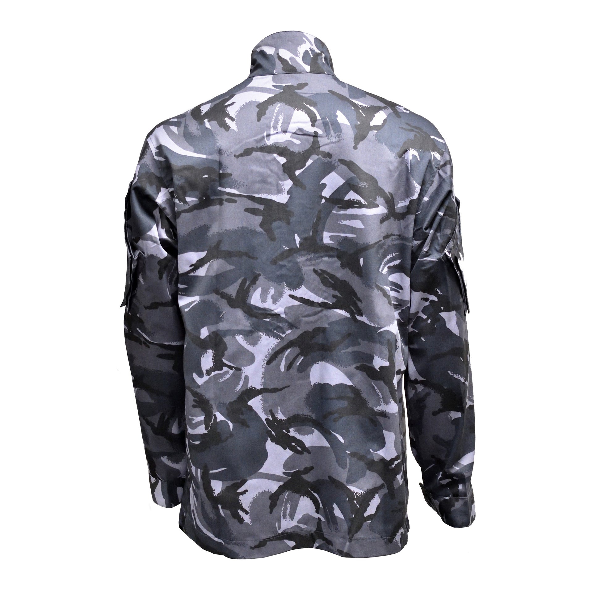 Rear view of British Army Temperate Weather Combat Jacket "2" in blue camouflage.