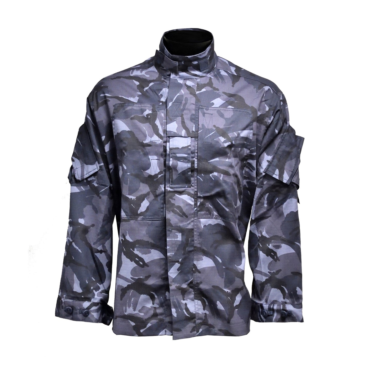 Front view of British Army Insect Repellent Treated Combat Jacket in Blue Camo.