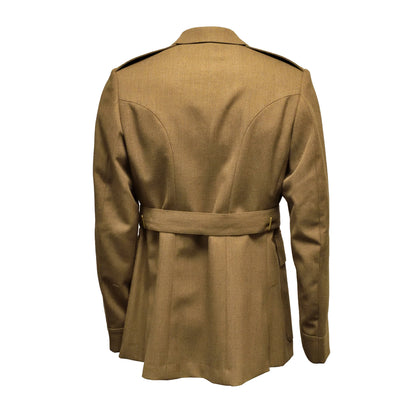 Rear view of British Army No.2 Dress Jacket with belt and cover, without buttons.