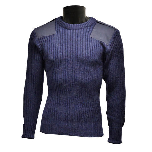 Front view of Round Neck Utility Jumper in Navy Blue.