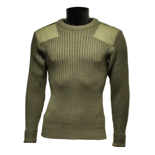 Front view of Round Neck Utility Jumper in Olive.