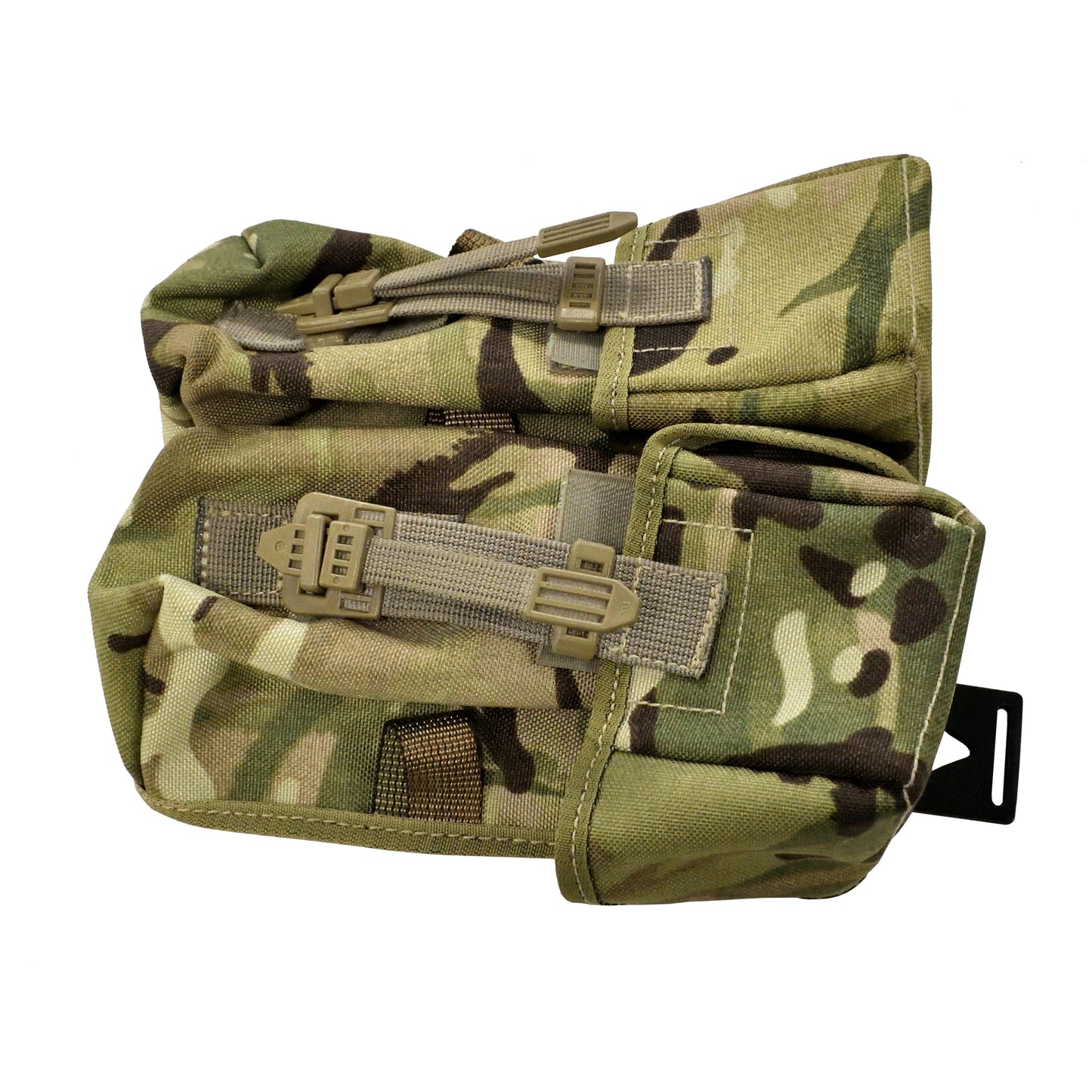 Side view of British Army Universal Ammunition Pouch MTP IRR showing durable fabric and stitching.