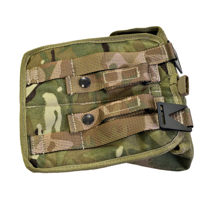 Rear view of British Army Universal Ammunition Pouch MTP IRR with strap loops.