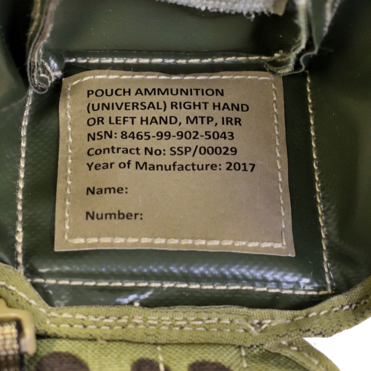 British Army Universal Ammunition Pouch MTP IRR worn attached to tactical belt or webbing.