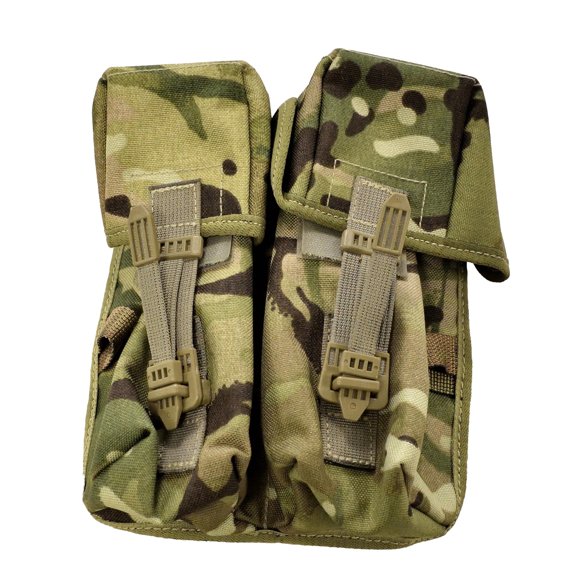 Front view of British Army Universal Ammunition Pouch in MTP IRR camouflage.