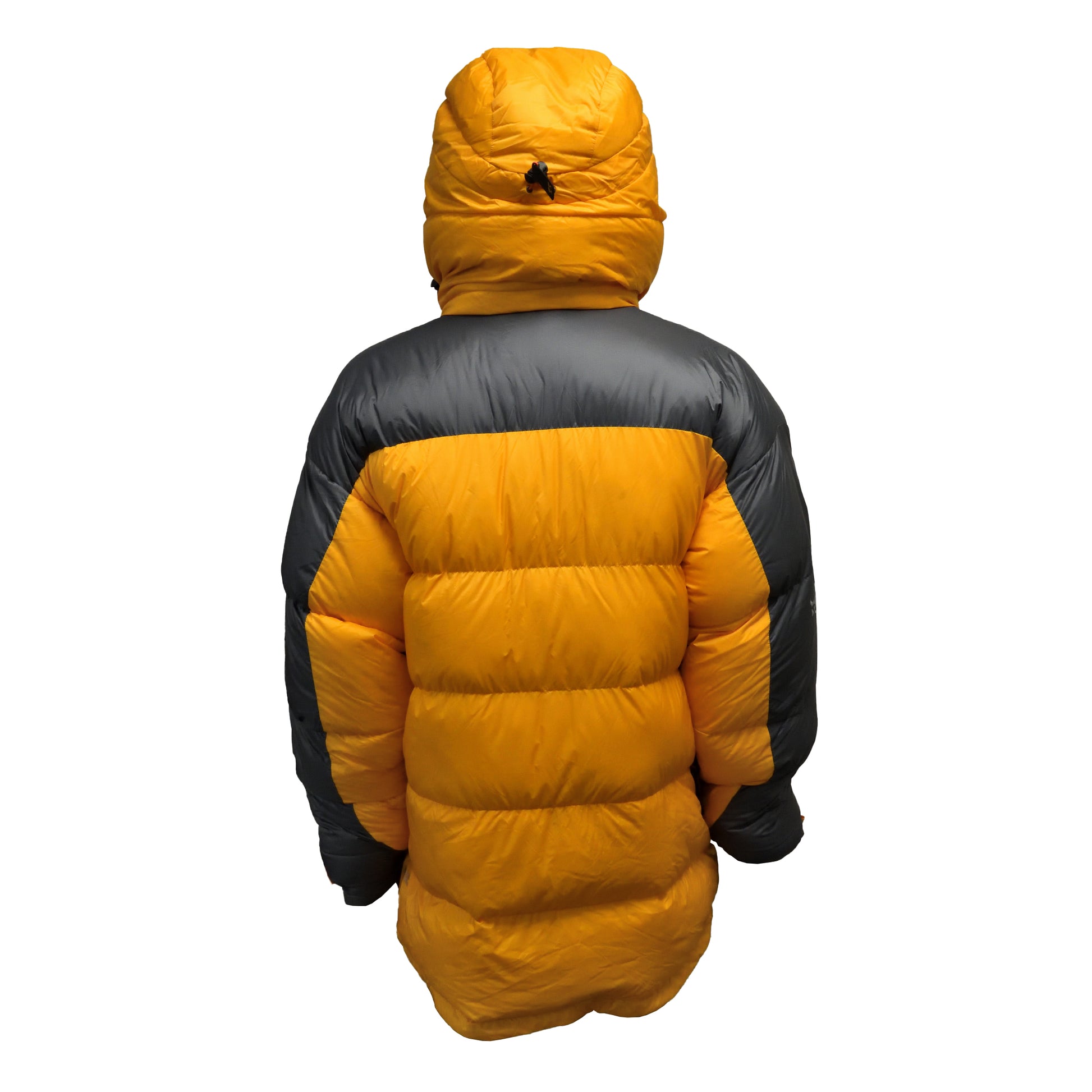 Rear view of RAB Expedition 8000 Jacket highlighting hood and seam design.