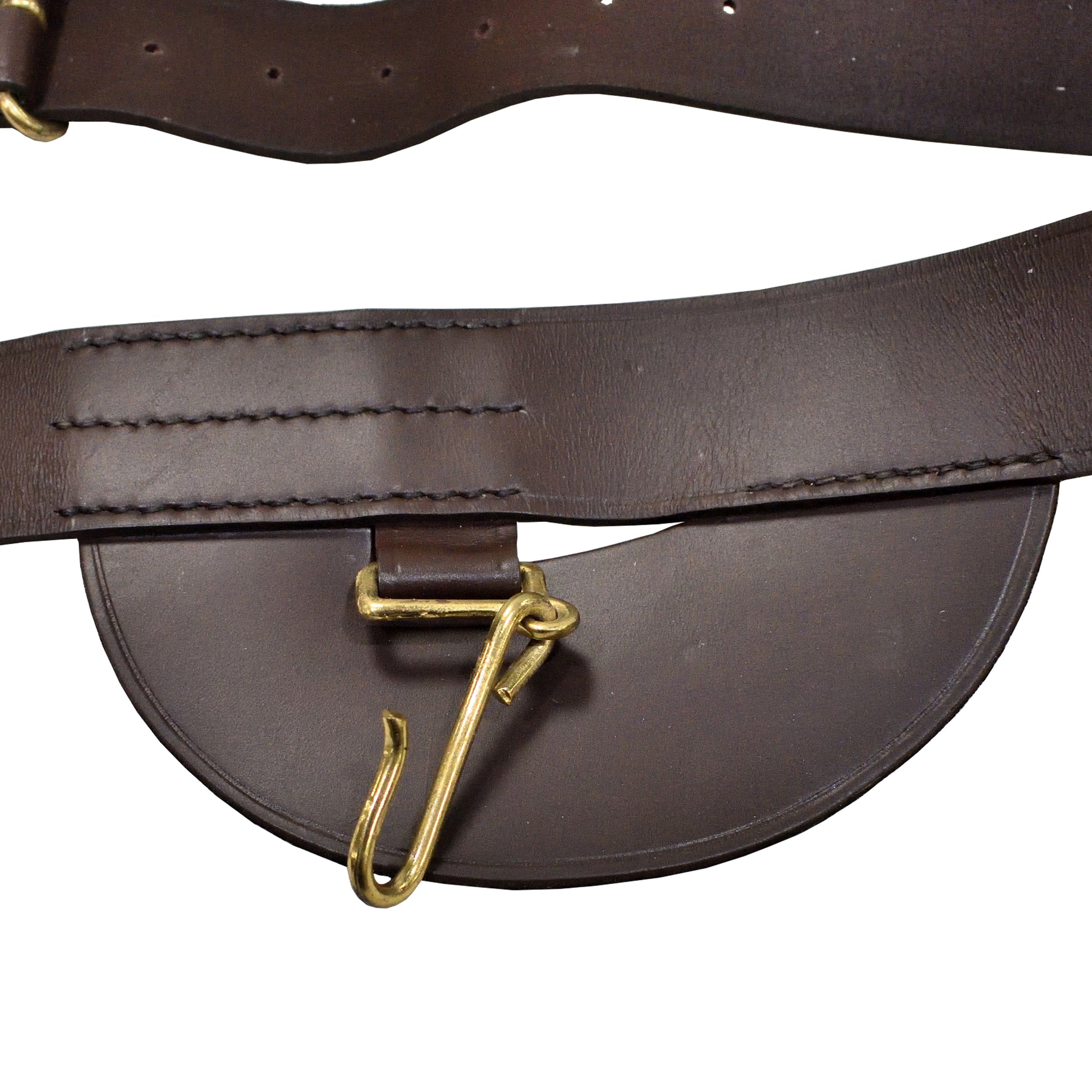 Close-up of leather texture and stitching on Royal Marines Sword Waist Belt.
