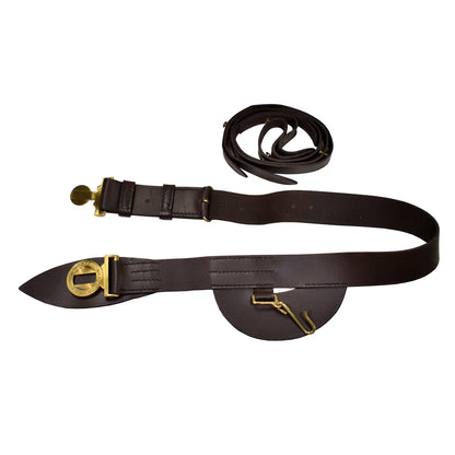 Royal Marines Sword Waist Belt in brown leather, designed for ceremonial use.