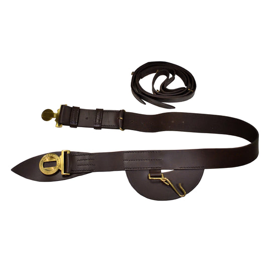 Royal Marines Sword Waist Belt in brown leather, designed for ceremonial use.