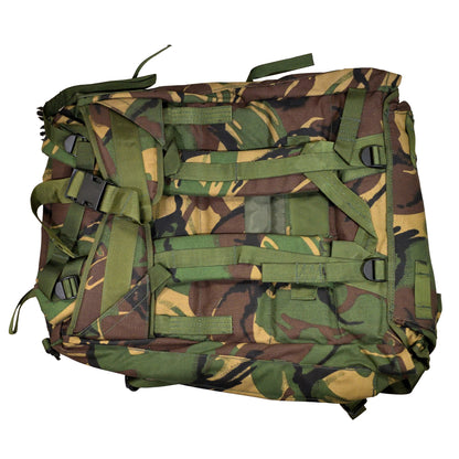 Rear view of British Army Short Convoluted Rucksack with frame in Disruptive Pattern Material IRR camouflage.