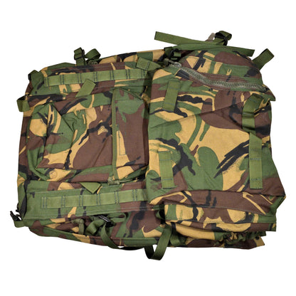Front view of British Army Rucksack and Frame (INF) Short Convoluted in DPM IRR camouflage.