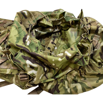 Close-up of fabric and mesh padding on British Army Short Convoluted Rucksack and Frame in MTP IRR.
