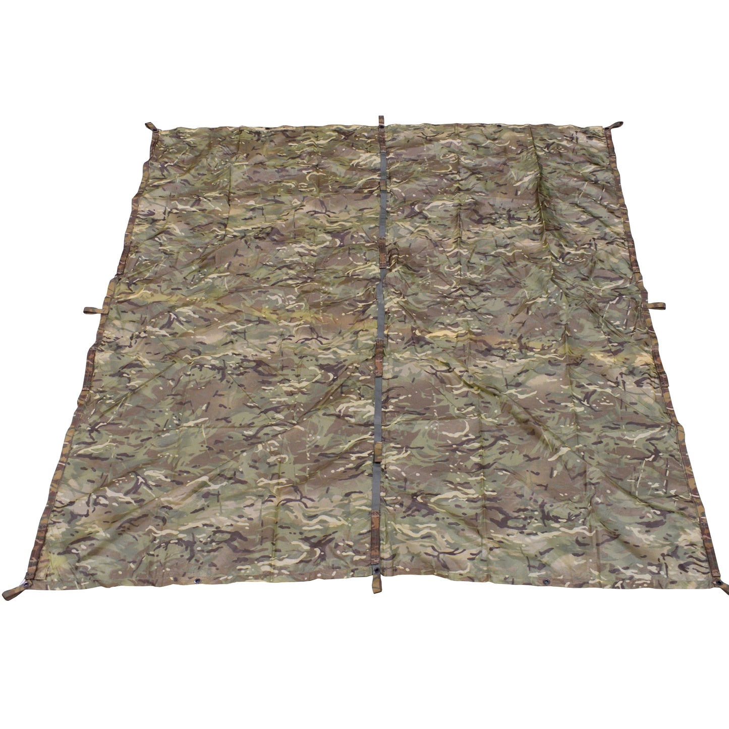 British Army Shelter Sheet GS in MTP camouflage laid out flat.