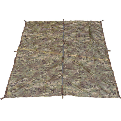 British Army Shelter Sheet GS in MTP camouflage laid out flat.