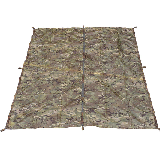British Army Shelter Sheet GS in MTP camouflage laid out flat.