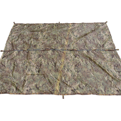 British Army Shelter Sheet GS in MTP camouflage laid out flat.