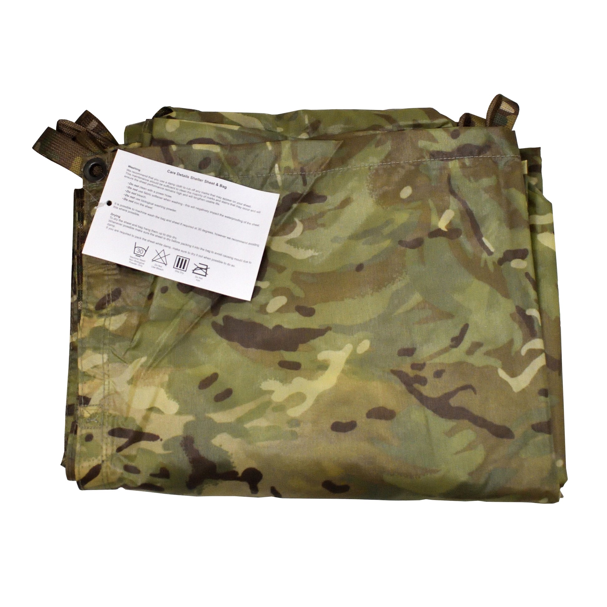 Folded British Army Shelter Sheet GS MTP with compact size visible.