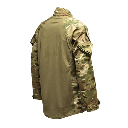 Right-angled rear shot of British Army UBACS EP Shirt "23" MTP with reinforced elbow areas.