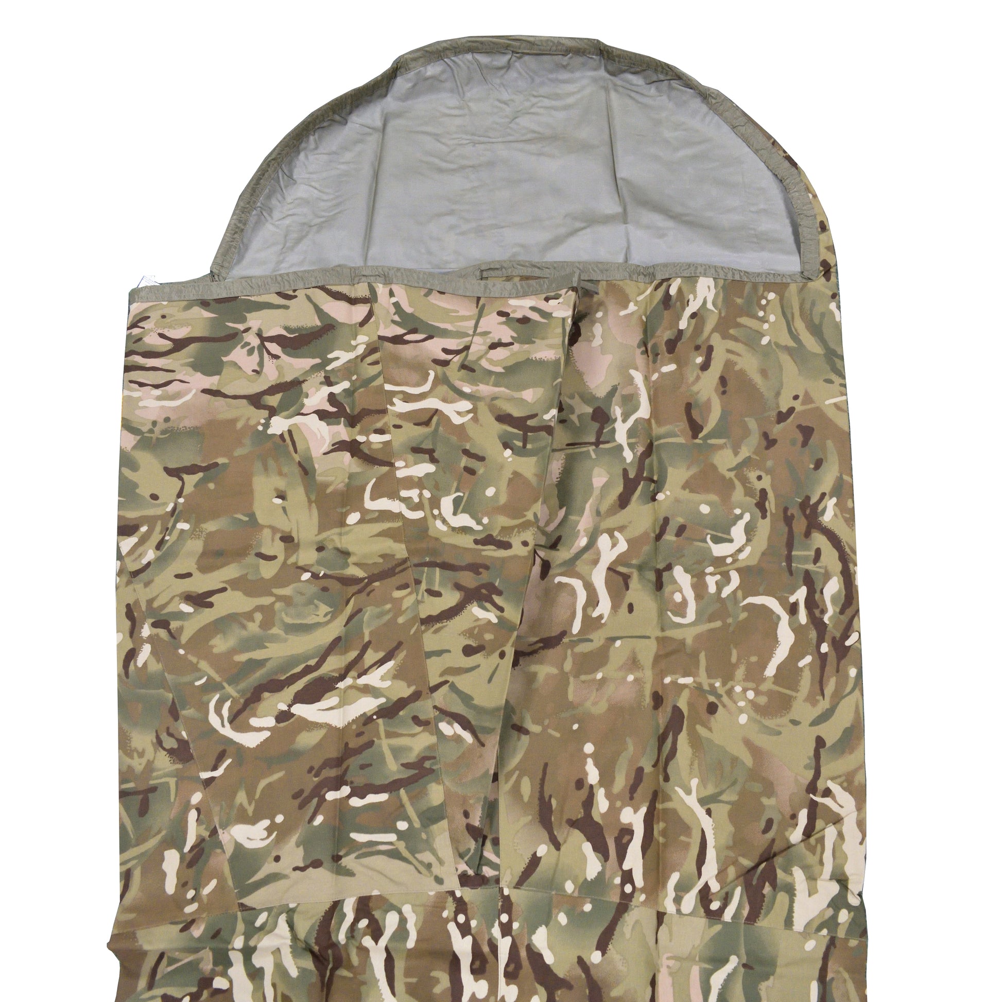 Close-up of fabric texture on British Army MVP Bivvy Bag Case in Multi-Terrain Pattern.