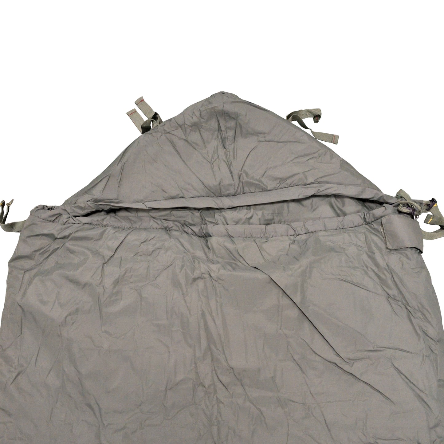 British Army Lightweight Sleeping Bag with carrying straps, ideal for camping.