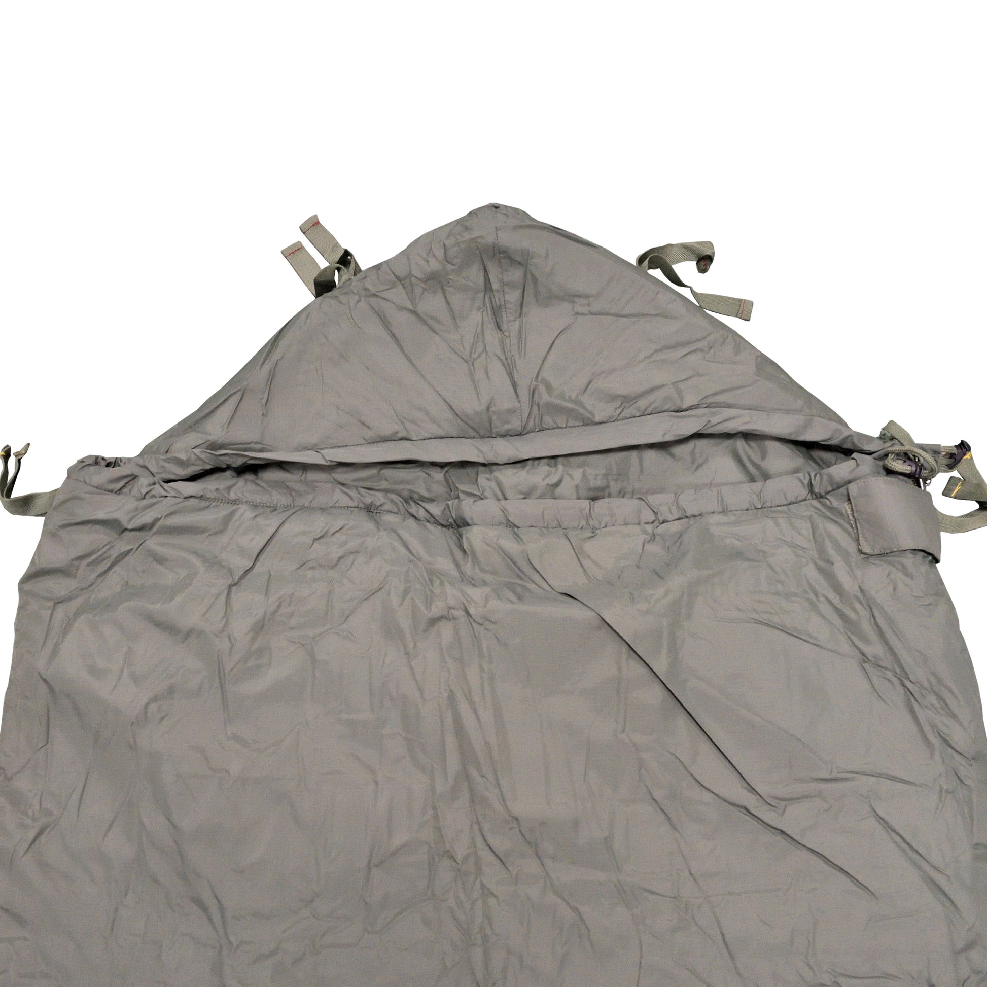 British Army Lightweight Sleeping Bag with carrying straps, ideal for camping.