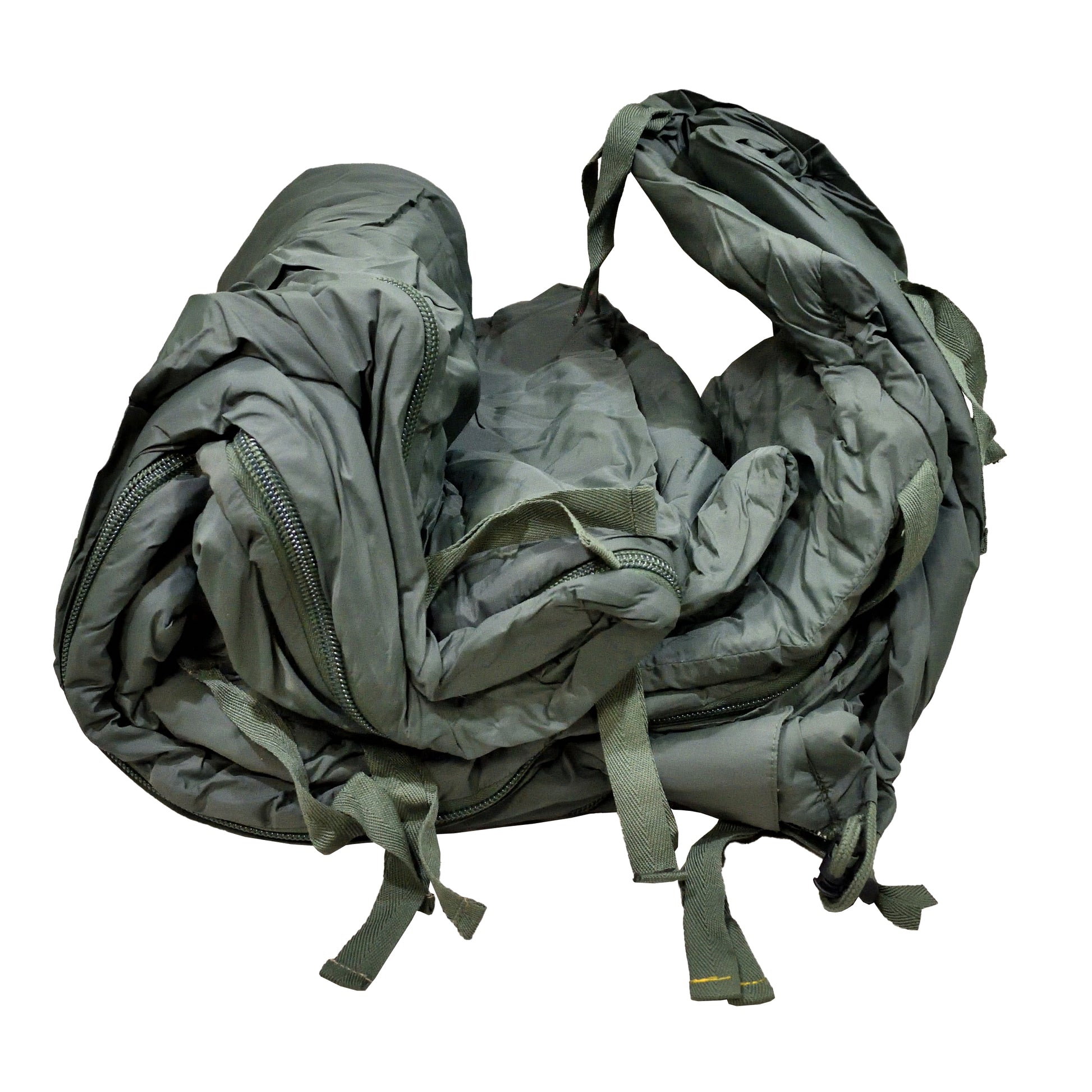 Rolled-up British Army Lightweight Sleeping Bag, ready for transport.