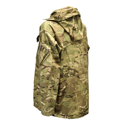 Right-angled rear shot of British Army Windproof Combat Smock "2" MTP with reinforced elbows.