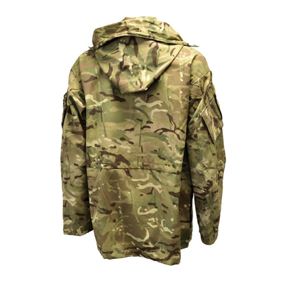 Rear view of British Army Windproof Combat Smock "2" MTP showing full length and cut.