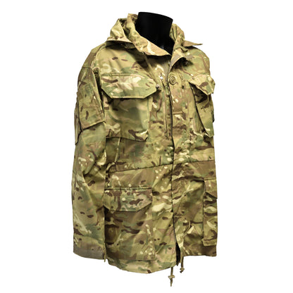 Right-angled front view of British Army Windproof Combat Smock "2" MTP highlighting fit and design.