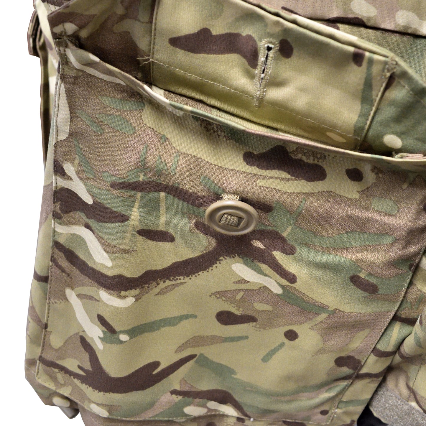 Detailed shot of fabric texture on British Army Windproof Combat Smock "2" MTP.