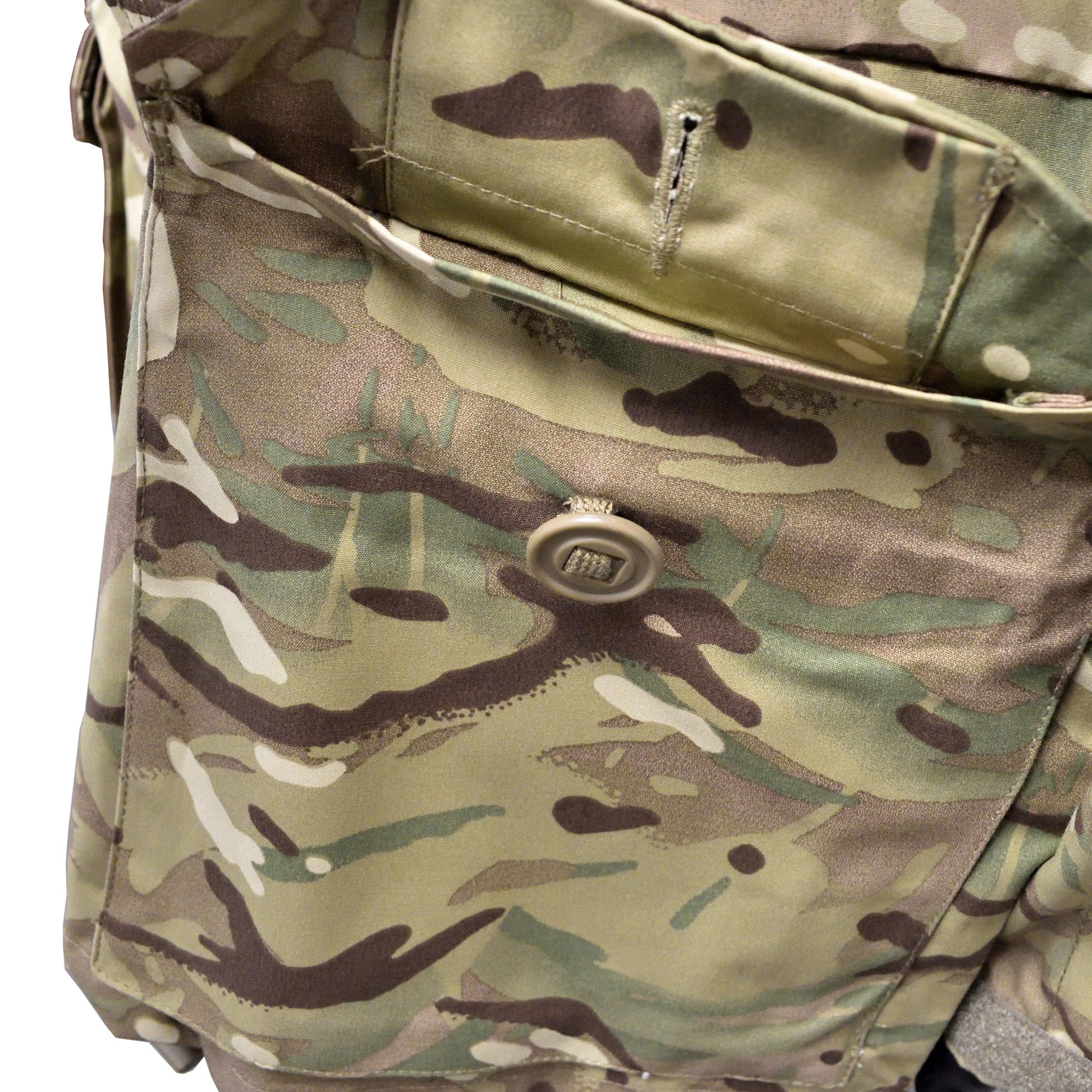 Detailed shot of fabric texture on British Army Windproof Combat Smock "2" MTP.