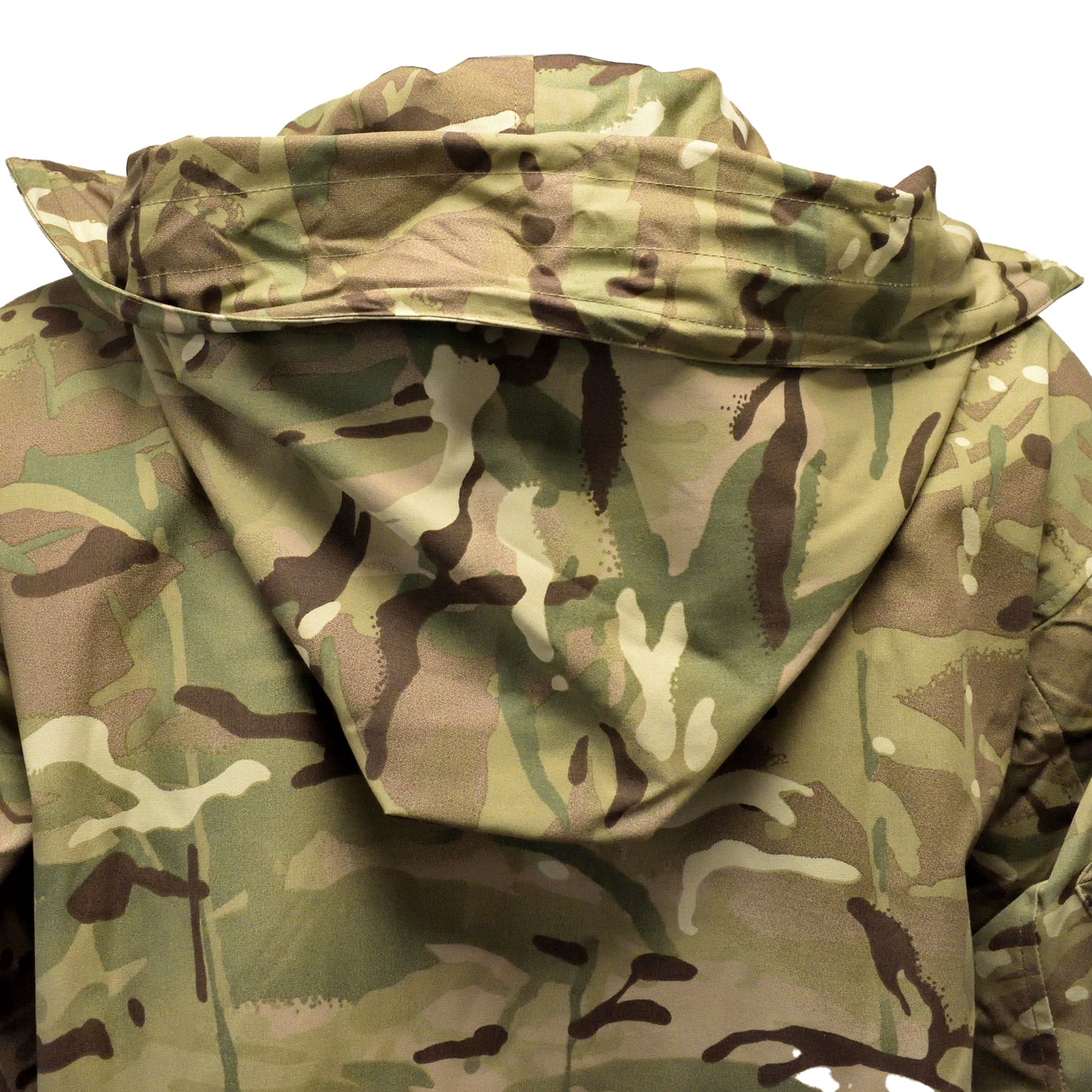 Macro image of rear hood on British Army Windproof Combat Smock "2" MTP.