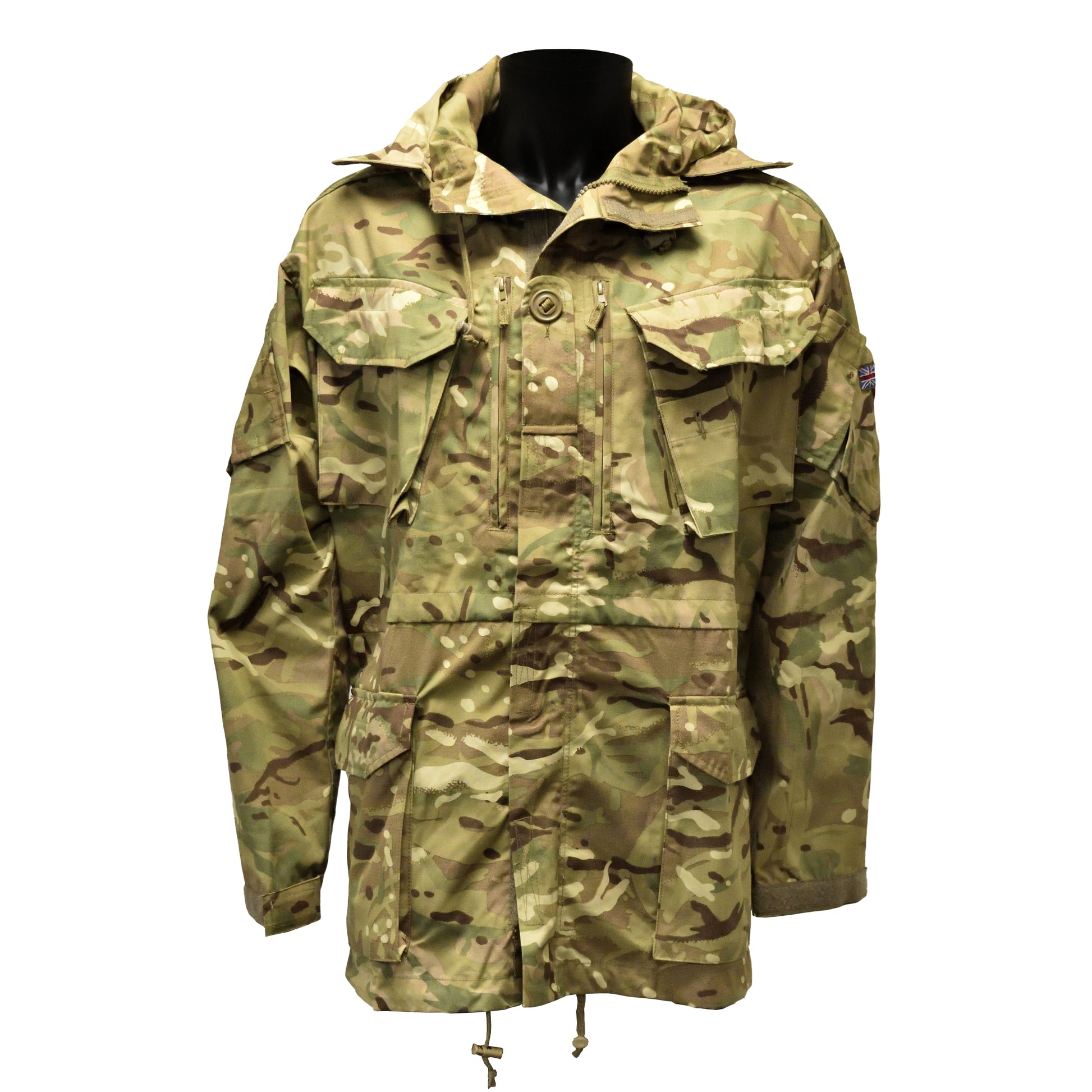 Front view of British Army Windproof Combat Smock "2" in MTP camouflage.