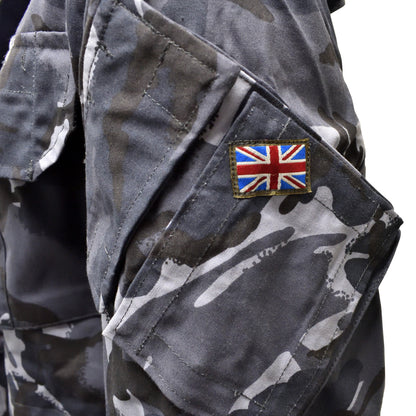 Union Jack flag sewn onto the upper sleeve of British Army Windproof Combat Smock Blue Camo.