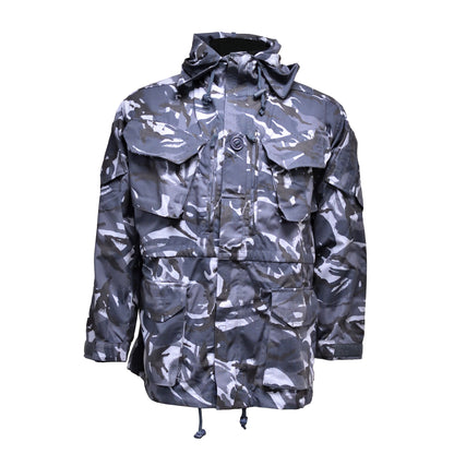 Front view of British Army Windproof Combat Smock in blue camouflage.