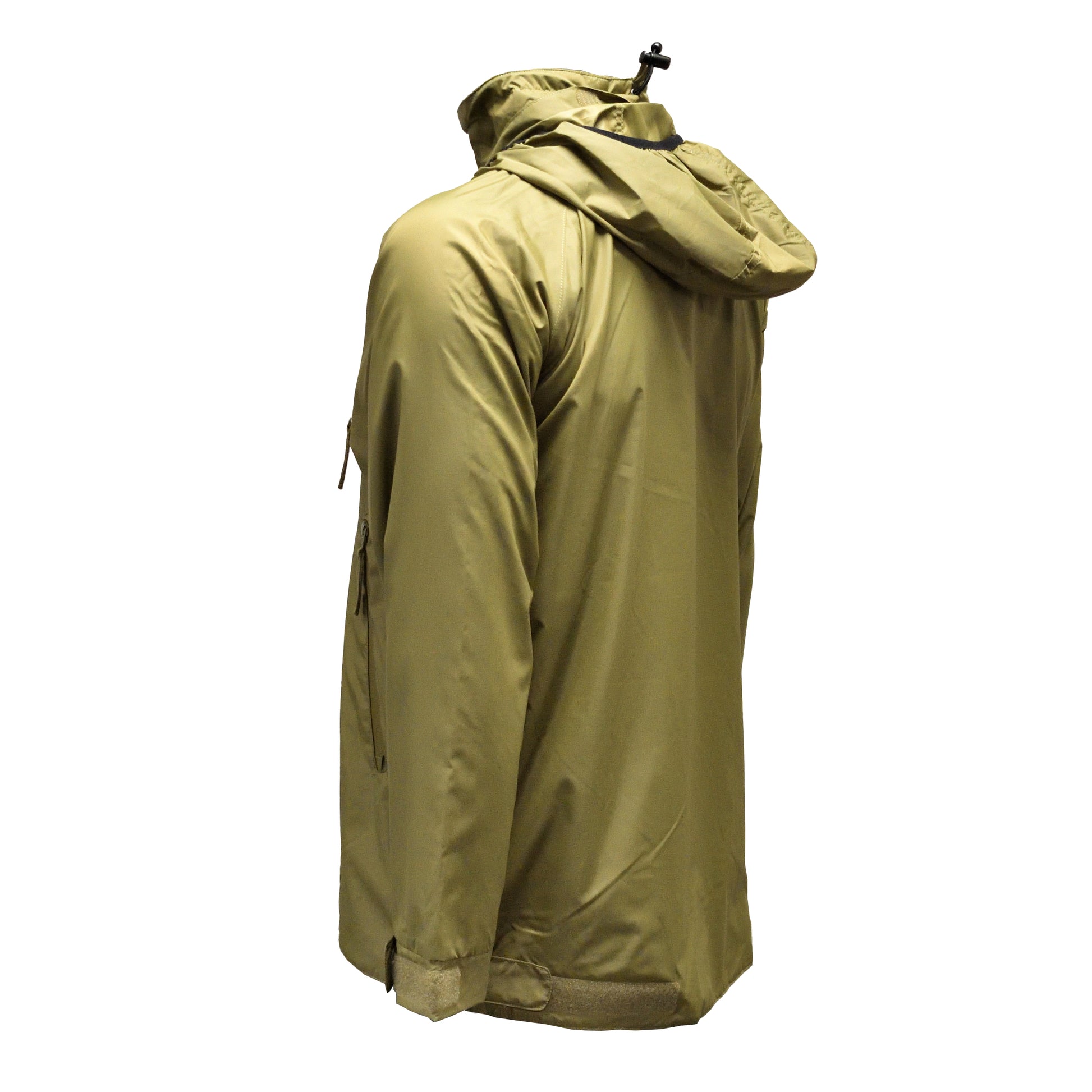 Left-angled rear view of British Army Lightweight Thermal Smock PCS Olive showing back panel.