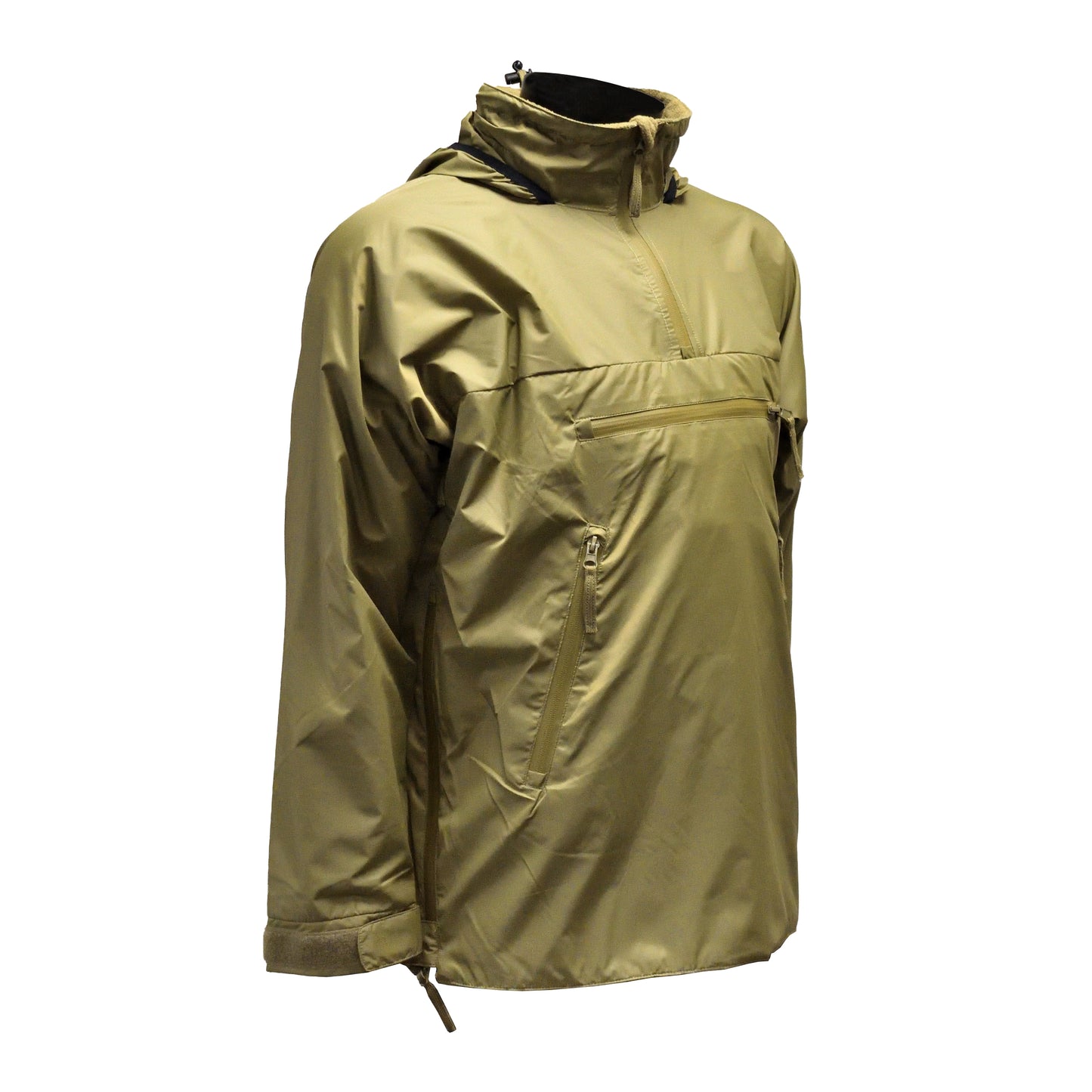 Right-angled front view of British Army Lightweight Thermal Smock PCS Olive with collar detail.