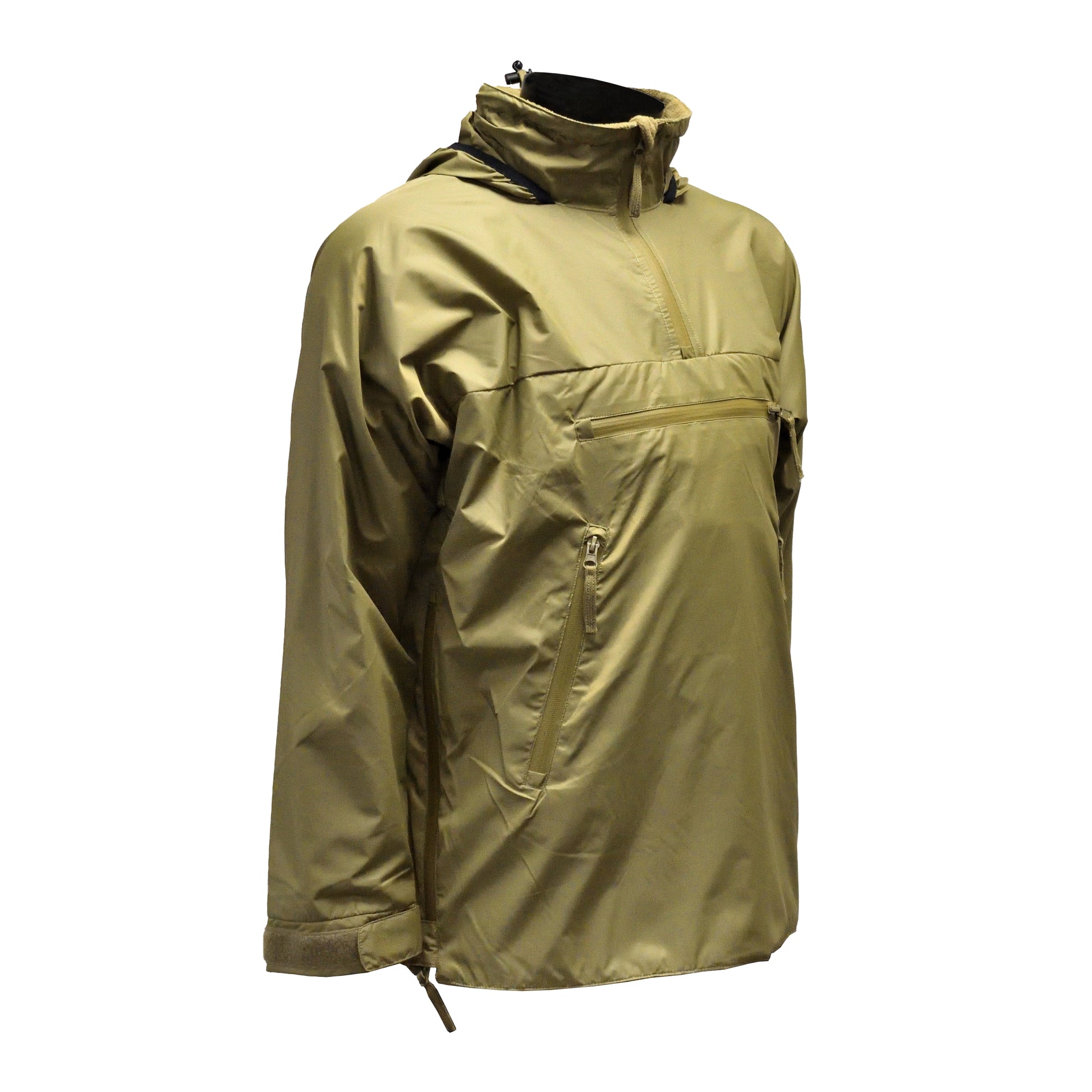 Right-angled front view of British Army Lightweight Thermal Smock PCS Olive with collar detail.